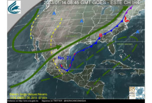 Mapa meteorológico de México para el 14 de enero de 2013