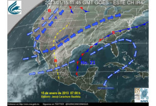 Mapa del clima para México del 15 de enero de 2013