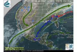 Mapa de condiciones meteorologicas del 16 de enero de 2013 para México