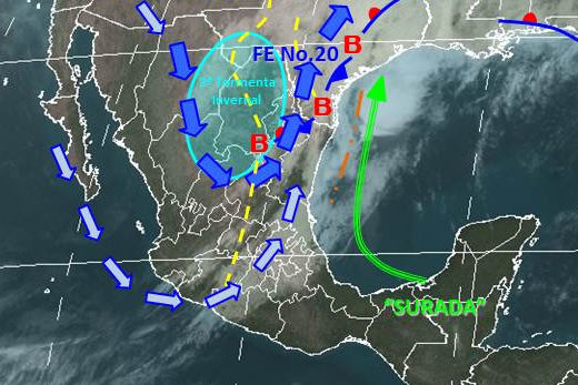 Mapa meteorológico de México para el 9 de enero de 2013