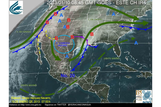 Mapa meteorológico de México del 10 de enero de 2013